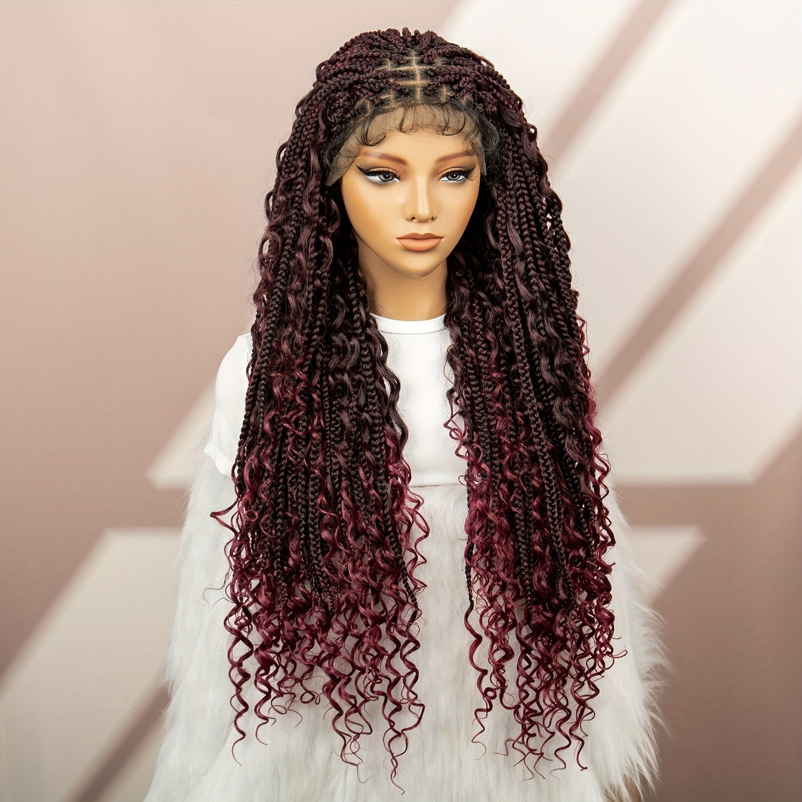 9 * 6 Front Lace Synthetic Fine Braid Braided Butterfly Flower Braid Wig Headband For Daily Wear, Breathable, Comfortable And Fashionable